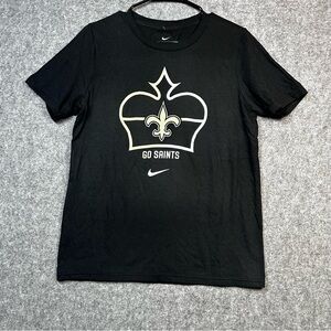 Nike NFL Youth 14/16 Black New Orleans Saints T-Shirt Short Sleeve Team Logo New